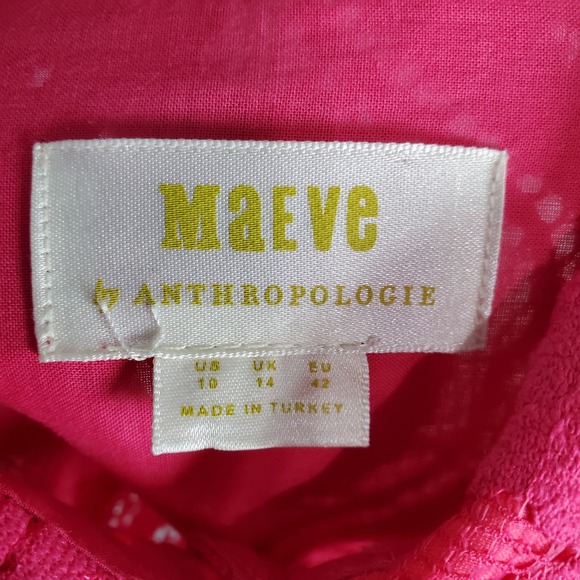 Anthropologie Maeve Womens Pink Floral Lace Button Down Shirt Top Size 10 - Picture 3 of 8